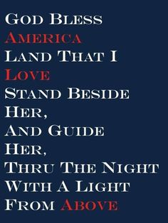 the words are written in red and black on a blue background with an american flag