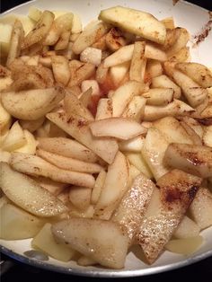 the food is prepared and ready to be cooked in the skillet on the stove