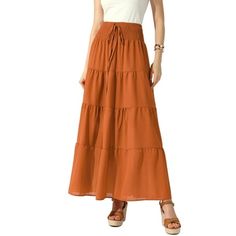 No matter what body type you are, this must have skirt is a perfect choice for your summer and spring. Simple solid-colored design, will never out of date, timeless maxi boho skirt is suitable for date, school, travel, party, beach, vacations, daily casual. This is such a pretty skirt, lightweight fabric, swing and flowy hem, easy to match with crop tops, boho tops, t-shirt, long-sleeve blouses, cardigan and bikini. Size: M.  Color: White.  Gender: female.  Age Group: adult. Beach Maxi Skirt, Pretty Skirts, Boho Skirts, Boho Women, Boho Tops, Smocking, Elastic Waist, Maxi Skirt, Womens Skirt