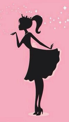 the silhouette of a woman in a black dress with stars on her head and arms