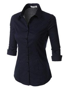 Button Shirts, Dot Shirt, Polka Dot Shirt, Tailored Shirts, Look Chic, Shirt Women, Roll Up, Look Fashion