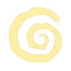 a yellow spiral shaped object on a white background