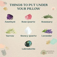 Amethyst Under Pillow, Crystals Under Pillow, Crystals For Under Your Pillow, Crystals Under Your Pillow, Crystals To Keep By Your Bed, Crystals For Better Sleep, Crystals To Put Under Your Pillow, Herbs For Sleep Witchcraft, Crystal And Herb Pairings