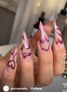 Flame Heart Nails, Classy Almond Nails, Stilleto Nails Designs, Acrylic Nails Nude, Sassy Nails, Vintage Nails, Nails Now, Nails Only