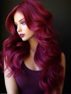 Red And Purple Ombre Hair, Berry Colored Hair, Dark Red And Pink Hair, Red And Purple Hair, Raspberry Hair Color, Fuschia Hair, Purple Hair Color Ombre, White Ombre Hair, Rock Your Locks