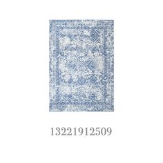 a blue and white area rug with the words 123919250 on it