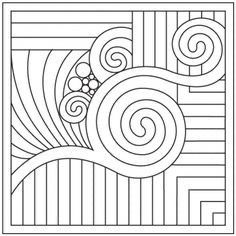 a black and white pattern with swirls in the center, as well as an image of