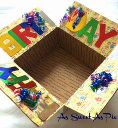 an open cardboard box that says happy birthday