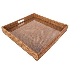 an empty wicker tray on a white background