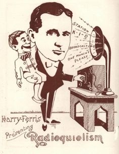 an old poster with a drawing of a man holding a baby in his arms and pointing at something on the table