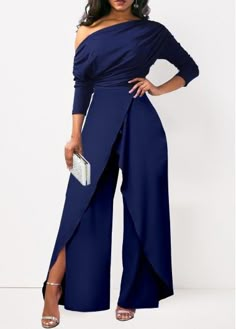 Cocktail Attire For Women, Trendy Jumpsuit, Long Evening Dresses, Formal Jumpsuit, Flowy Design, One Shoulder Jumpsuit, Jumpsuits And Rompers