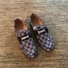 Gucci Gg Logo Canvas Loafer With Horse-Bit Detail And Leather Trim. Good Used Condition - Some Wear At Insoles And Soles (Pictured) And Some Minor Creasing At Toes (Not Visible When Worn) Size 38 Eu Canvas Loafers, Shoes Gucci, Horse Bits, Gg Logo, Gucci Black, Gucci Shoes, Leather Trim, Leather Trims, Flat Shoes Women