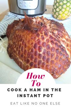 the ham in the instant pot has been cooked and is ready to be put into the slow cooker