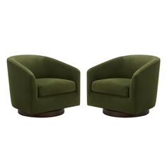 two green chairs sitting next to each other