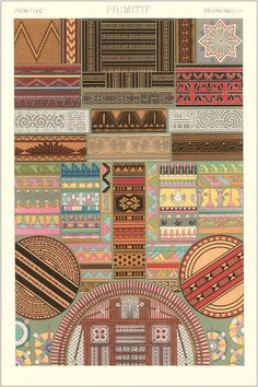 an art print with many different patterns on it