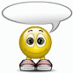 an emoticive smiley face with a thought bubble above it's head, on a white background