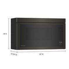 the measurements for a microwave oven with its door open