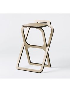 a small stool made out of wood with a metal frame and seat on the top