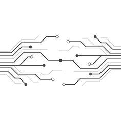 an abstract circuit board pattern in black and white, with dots on the edges that are connected to each other