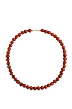 A strand of smooth finished red jasper beads hand strung and secured with a 14k gold filled hook clasp. featuring larger beads than our petite collection the grandes boules are more striking while still being very versatile sleek and modern.    8mm    16.5"    please note: red jasper is a beautiful rich muted red color with natural veining. however as this is a natural material the color and veining may vary slightly. Red Jasper Jewelry, Muted Red, Herringbone Necklace, Denim Hat, Ball Necklace, A Perfect Circle, Jasper Beads, Hook Clasp, Red Jasper