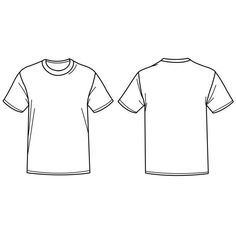 the front and back views of a t - shirt, which is drawn in black ink