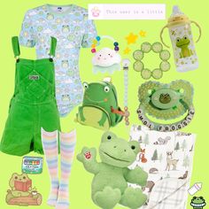 Little Safe Space Aesthetic Outfits, Lil Space Outfits, Froggy Outfit, Little Spaces Ideas Outfits, Childish Outfits, Age Reggresion Outfits, Age Reg, Lil Space, Silly Clothes