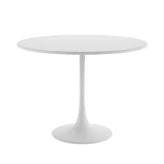 a white table with an oval top on a white background in the shape of a tulip