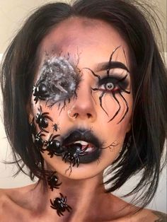 Scary Halloween Makeup Looks, Spider Web Makeup, Web Makeup, Scary Halloween Makeup, Makeup Ideas For Halloween, Amazing Halloween Makeup