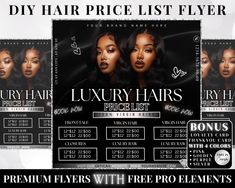 the flyer for luxury hair products