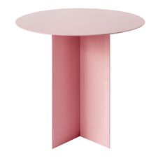 a pink table with an open section on the top and one corner at the bottom