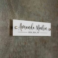 the name plate for amanda martin, msn