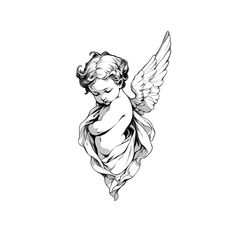 an angel tattoo design on a white background