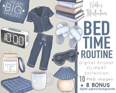 the bed time routine clipart collection is available for use on personal items and crafts