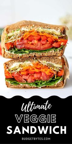 the ultimate veggie sandwich is made with whole wheat bread and lettuce