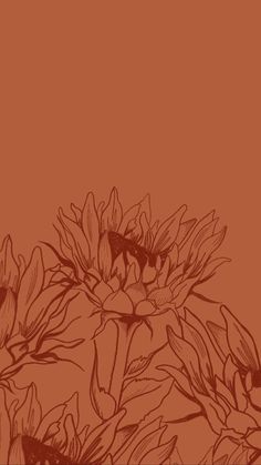 an orange background with some flowers on it