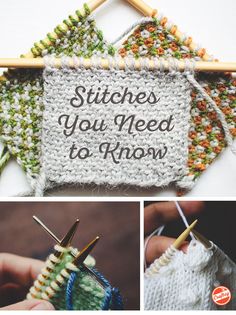 four pictures showing how to crochet stitches you need to know