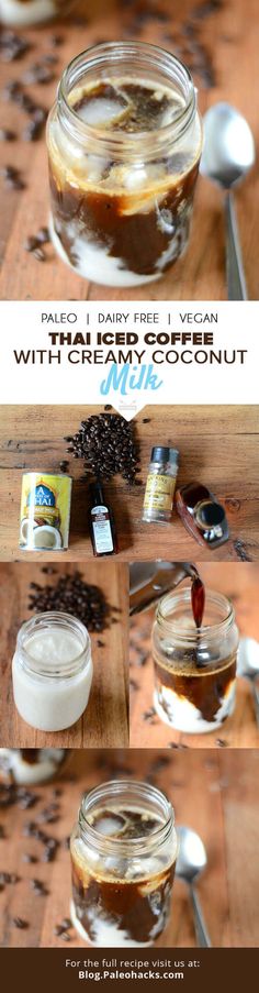 the ingredients to make an easy and delicious dessert in a jar are shown on a wooden table