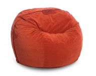 an orange bean bag chair on a white background