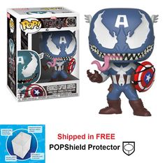 captain america pop vinyl figure is shown with the box and instructions to make it look like an