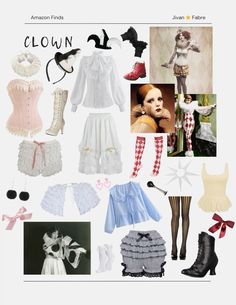 there are many different types of clothes and accessories on this page in the book clown