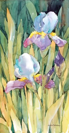 Beneath The Sun by Annelein Beukenkamp  - museum quality wall art work on large canvas & framed canvas prints Annelein Beukenkamp, Watercolor Iris, Iris Art, Iris Painting, Landscape Sketch, Contemporary Watercolor, Watercolor Flowers Paintings, Botanical Watercolor