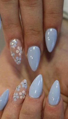 Cute & Easy Nail Art Ideas | Summer nails 2024 Nails With Little Heart, Nails For Events, Ice Blue Nails, Platonic Marriage, Pastel Blue Wedding, Cute Spring Dresses, Nail Inspo Summer, Quince Nails