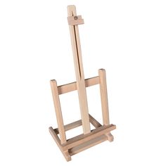 a small wooden easel with one leg up and the other on it's side