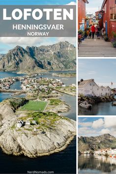 the lofoten, heningsvaer and norway collage is featured in this postcard