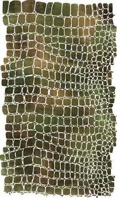 an abstract painting in shades of green and brown, with small squares on the bottom