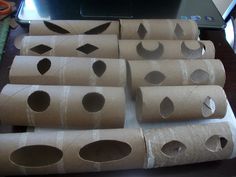 several rolls of toilet paper with holes in them