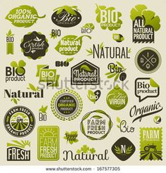 various logos and stickers for natural products