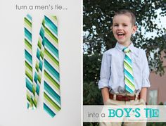 men's tie into little boy's tie Tie Crafts, Diy Tie, Boys Ties, Diy Vetement, Mens Tie, Style Japonais, Men's Tie, Love Sewing, Learn To Sew