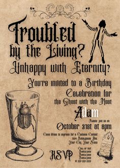 an old fashioned halloween party poster with the words,'trollled by the living '