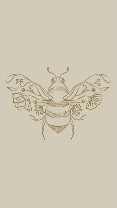 a drawing of a bee on a beige background